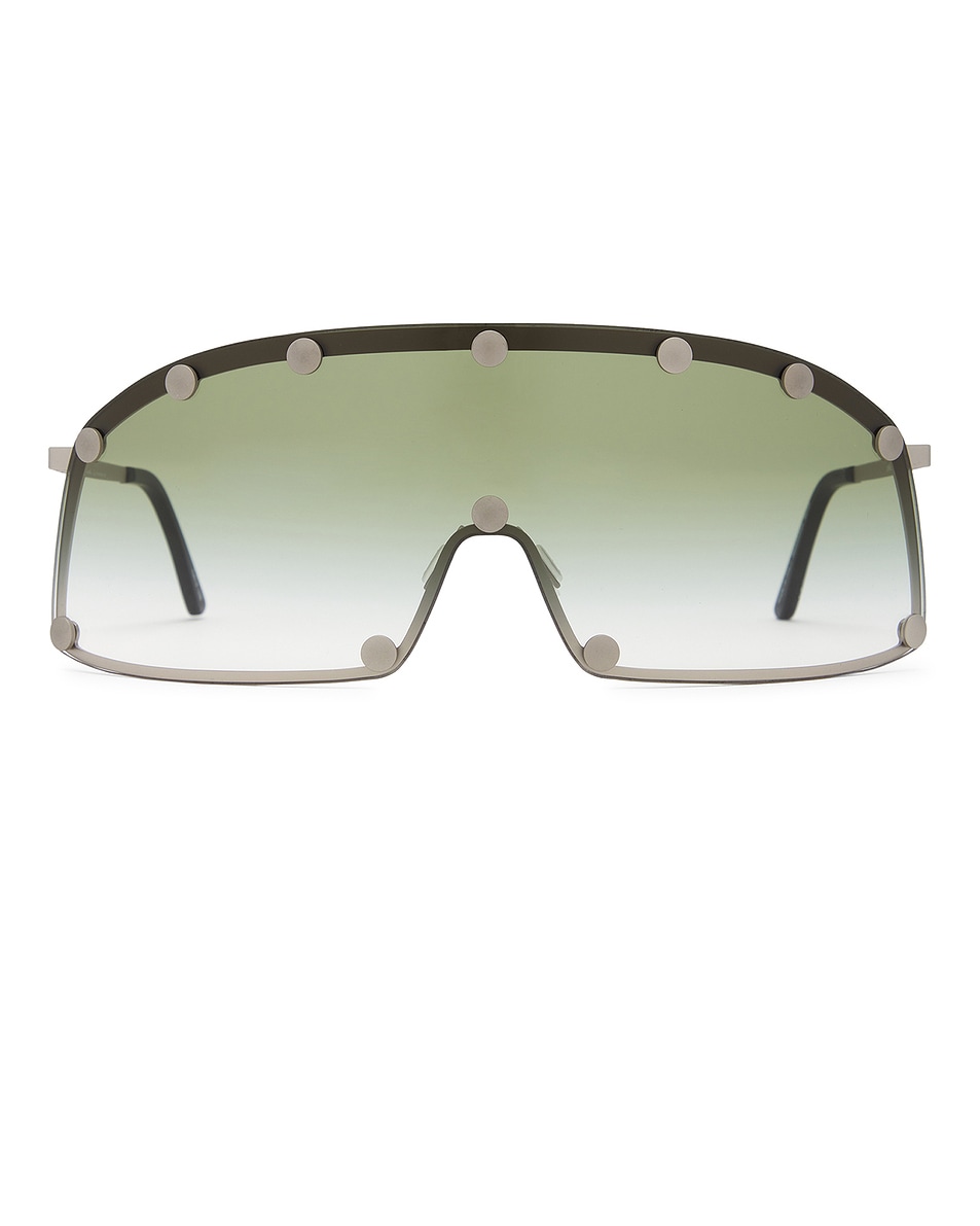 Image 1 of Rick Owens Shield Sunglasses in Silver Temple & Bosco Degrade Lens