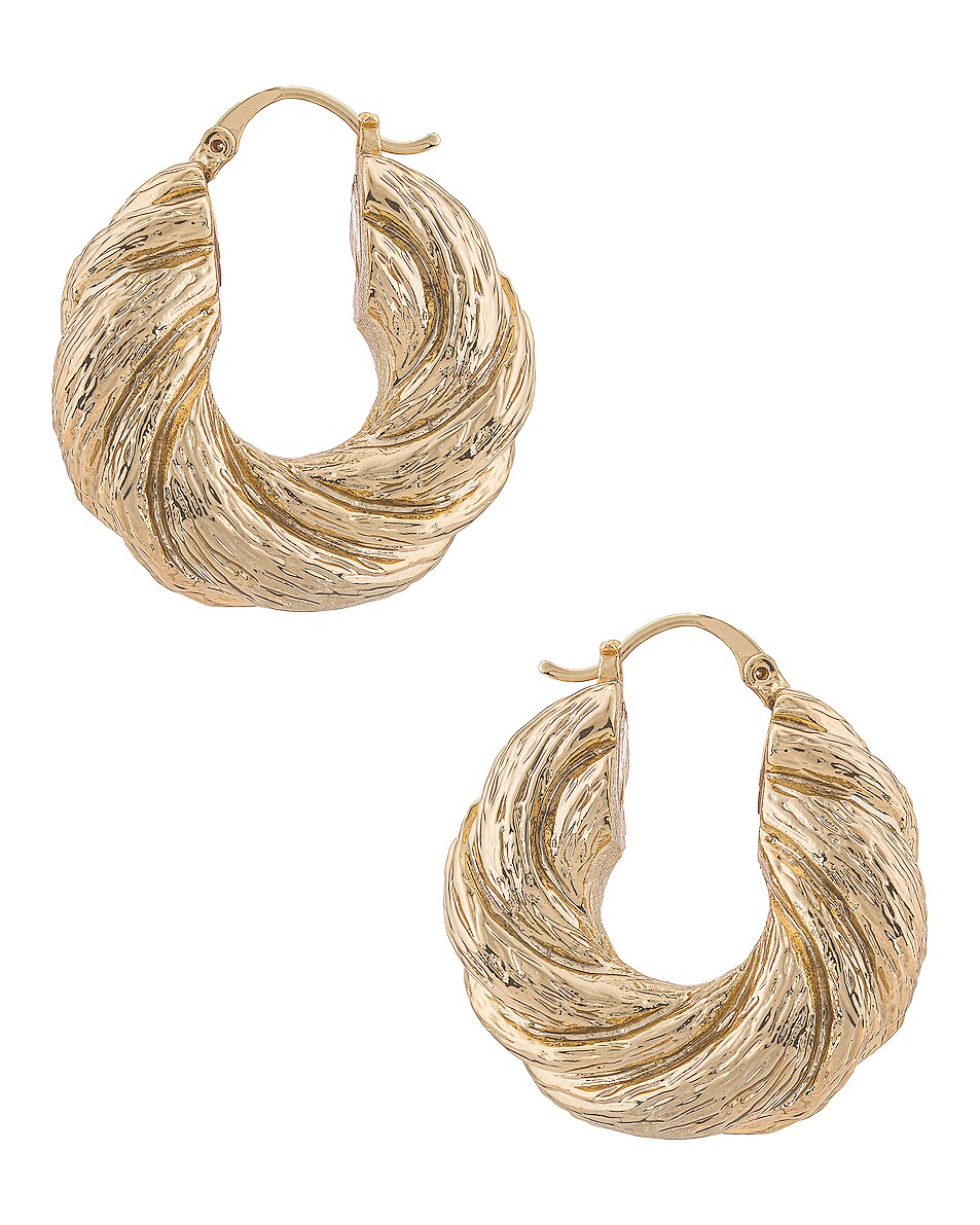 Image 1 of REJINA PYO Twist Hoop Earrings in Gold Plated