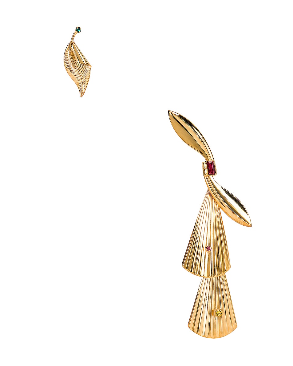 Image 1 of Rodarte Gold Fan & Leaf Earring in Gold