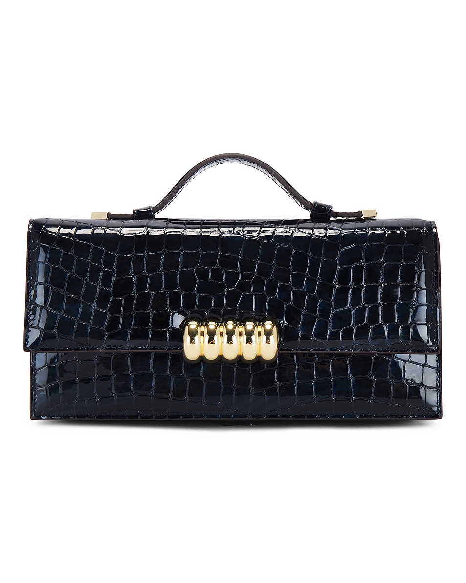 Image 1 of retrofete Phoebe Clutch in Navy Croco