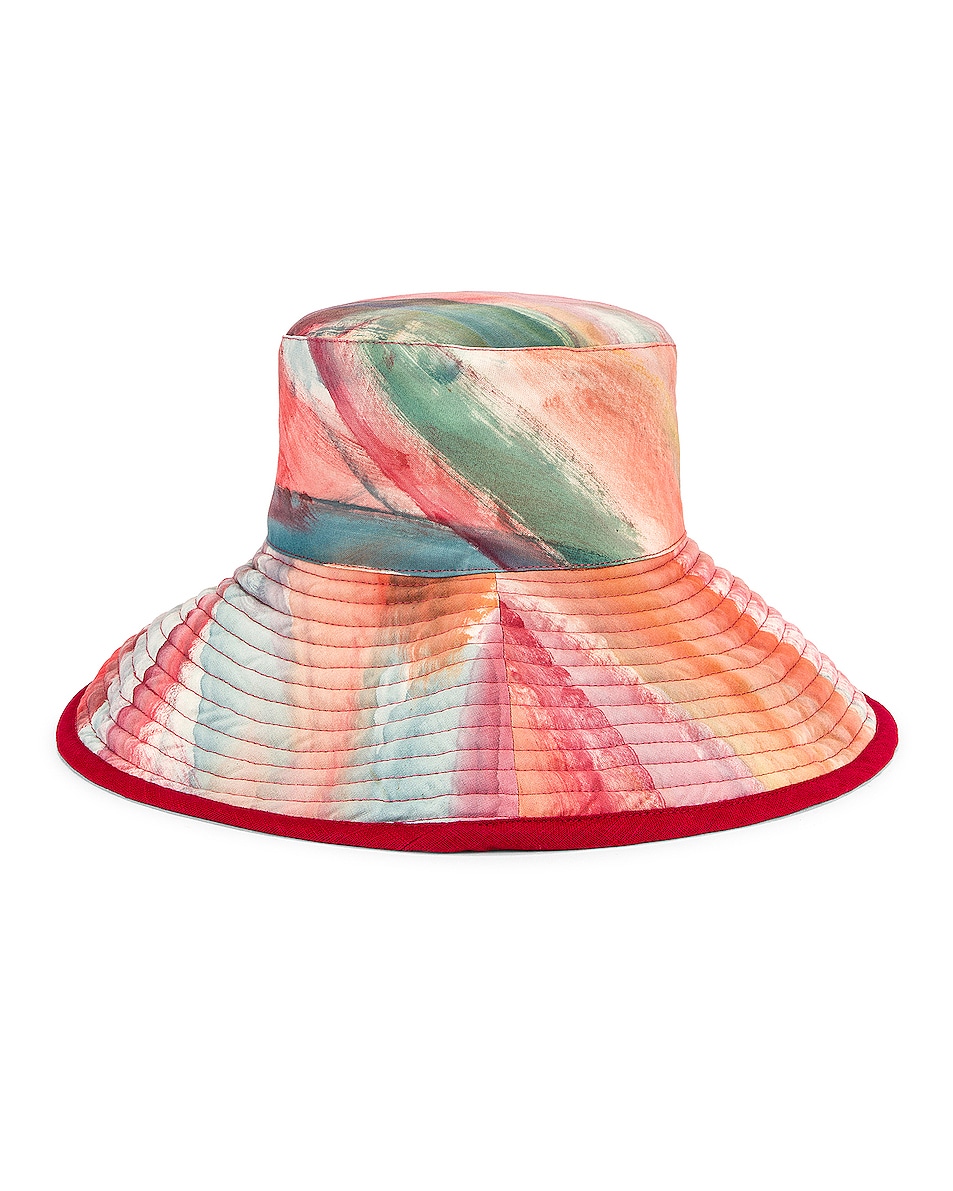 Romualda Spathulata Reversible Gran Bucket Hat in Ruby | FWRD
