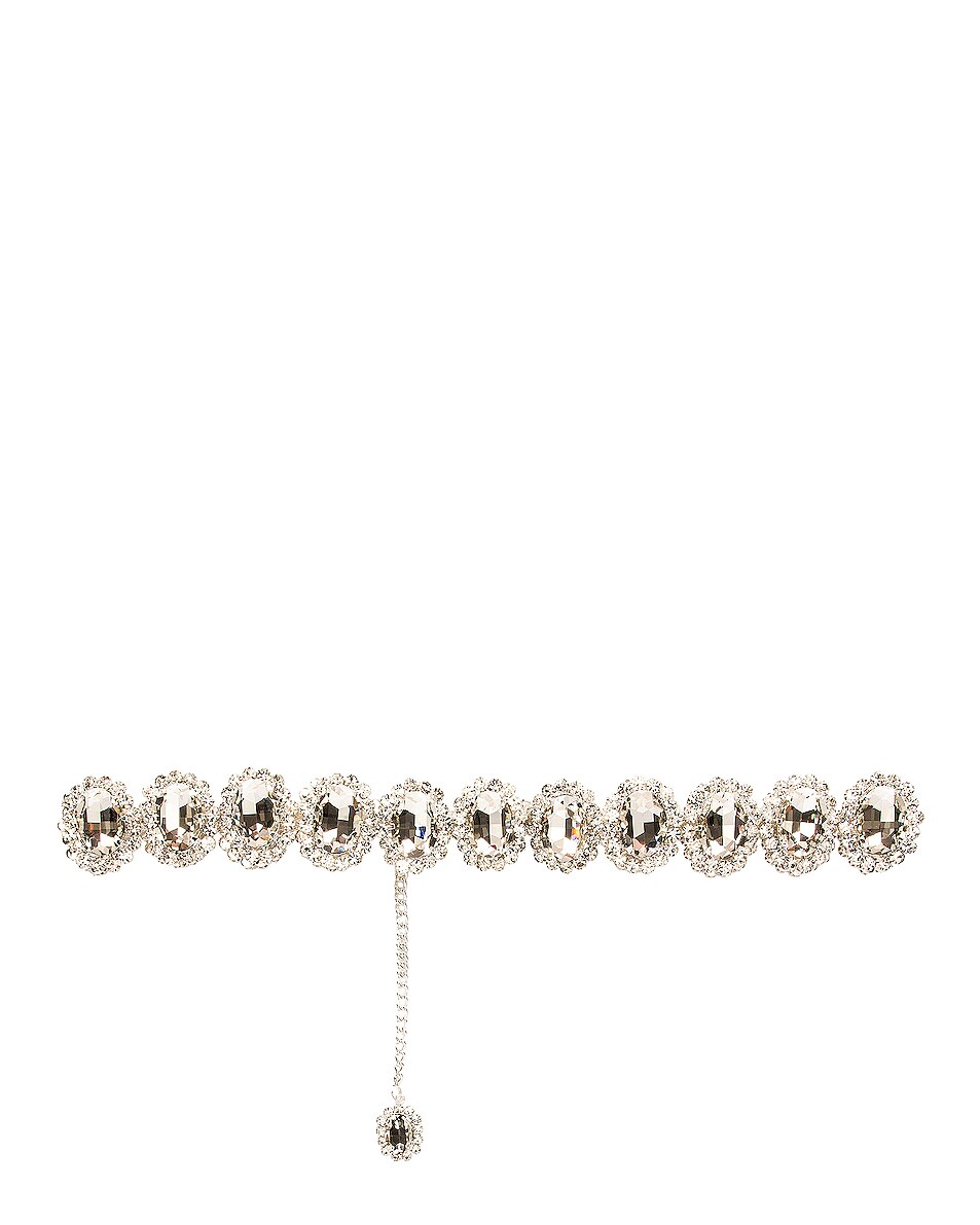 Image 1 of Raisa Vanessa Oval Crystal Chain Belt in Silver
