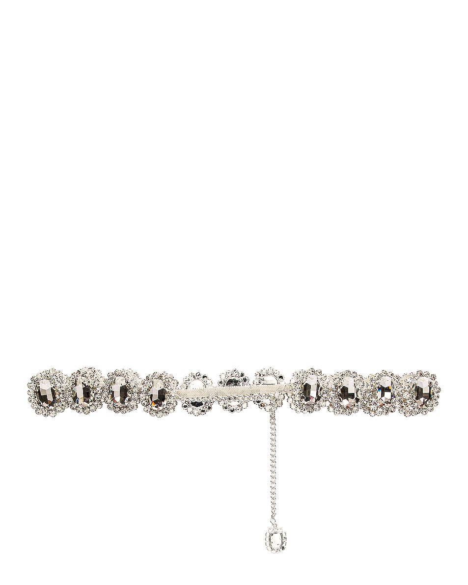 Raisa Vanessa Oval Crystal Chain Belt in Silver | FWRD