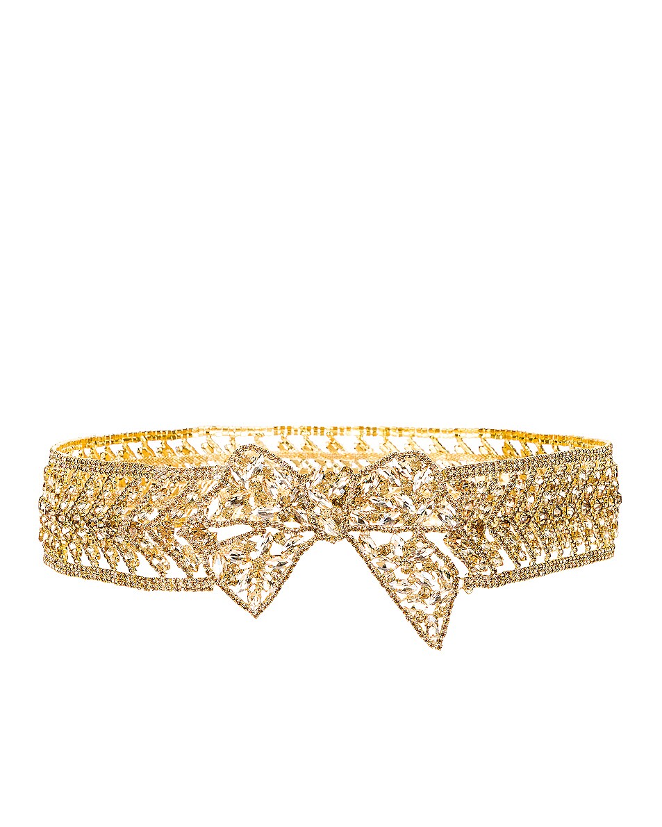 Image 1 of Raisa Vanessa Ribbon Crystal Belt in Gold