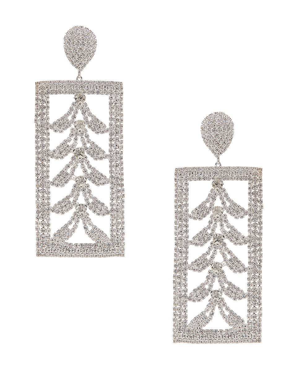 Image 1 of Raisa Vanessa Bone Crystal Earrings in Silver