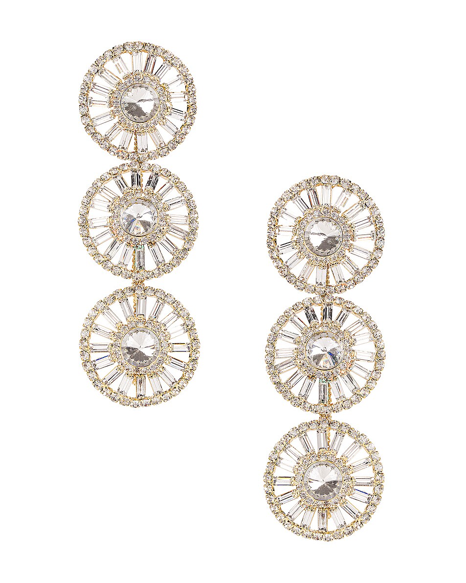 Image 1 of Raisa Vanessa Circle Crystal Drop Earrings in Gold