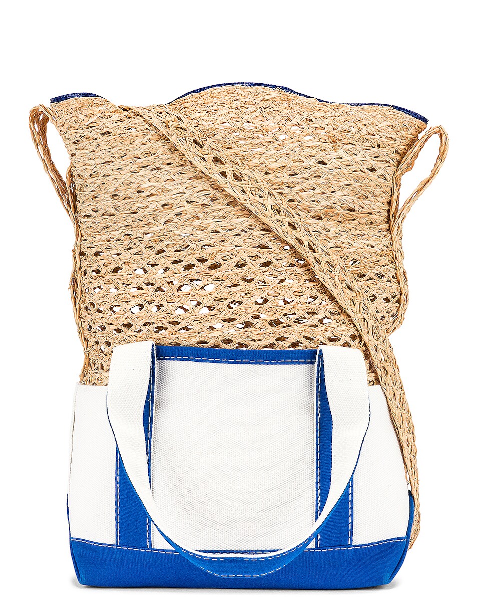 Image 1 of Rosie Assoulin Small Jug Basket Tote in Canvas & Blue & Natural