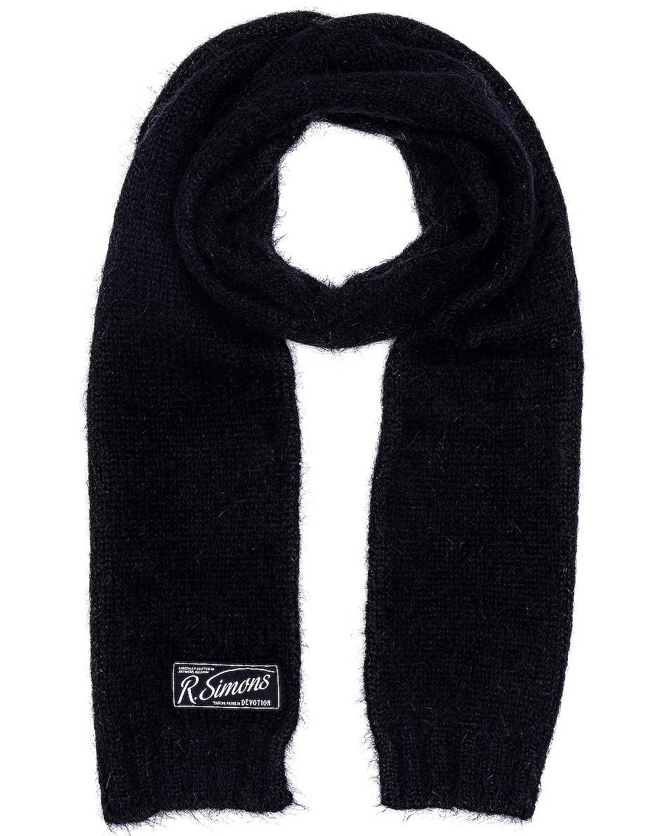 Image 1 of Raf Simons Knit Scarf with Woven Label in Black