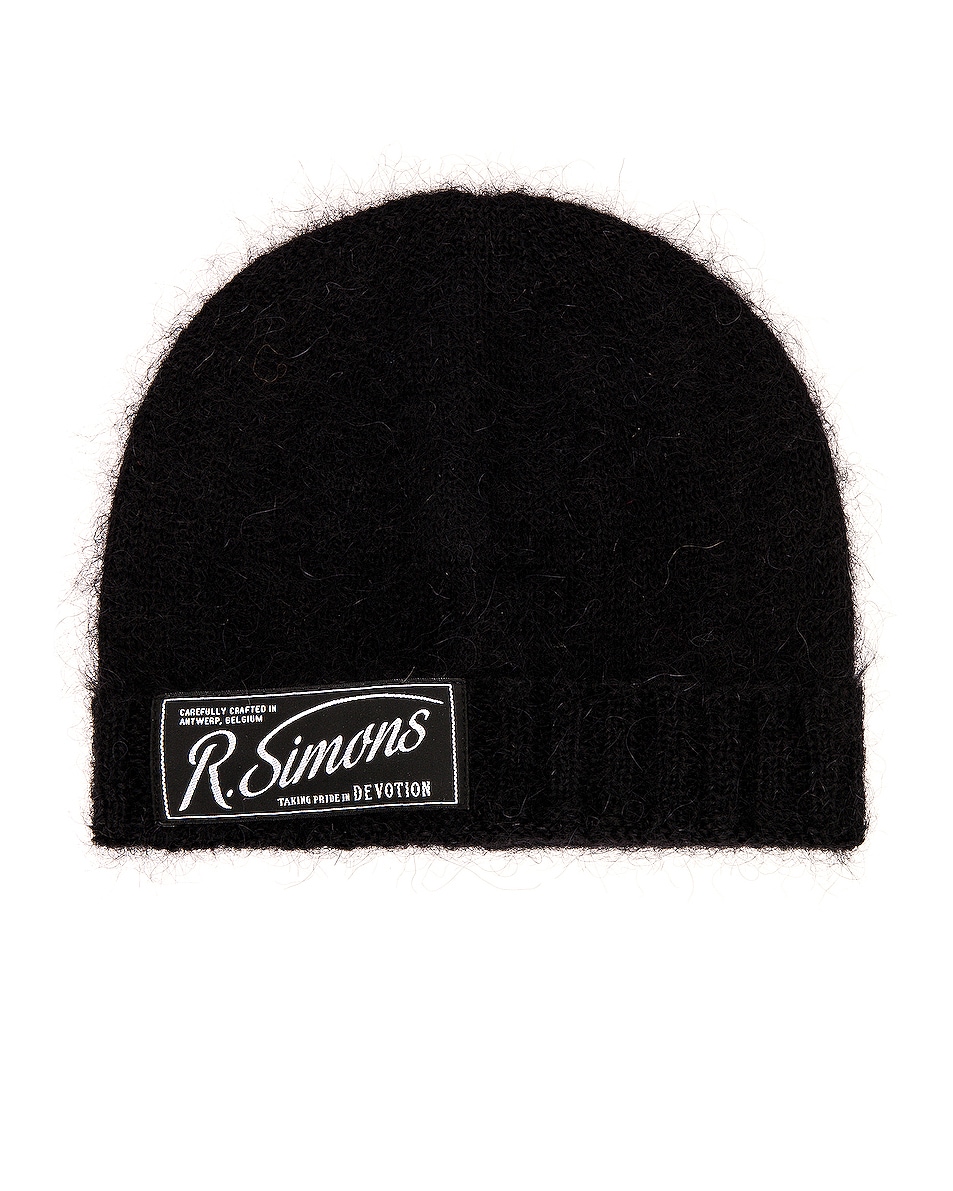 Image 1 of Raf Simons Knit Beanie with Woven Label in Black