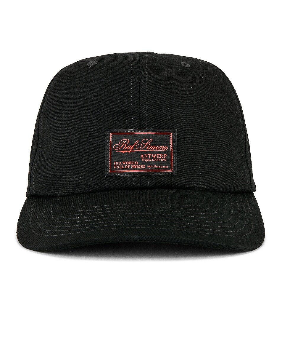 Image 1 of Raf Simons Embroidered Logo Cap in Black