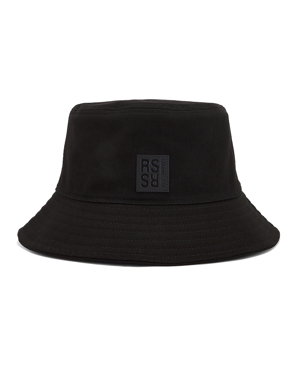 Image 1 of Raf Simons Bucket Hat With Small Leather Patch in Black