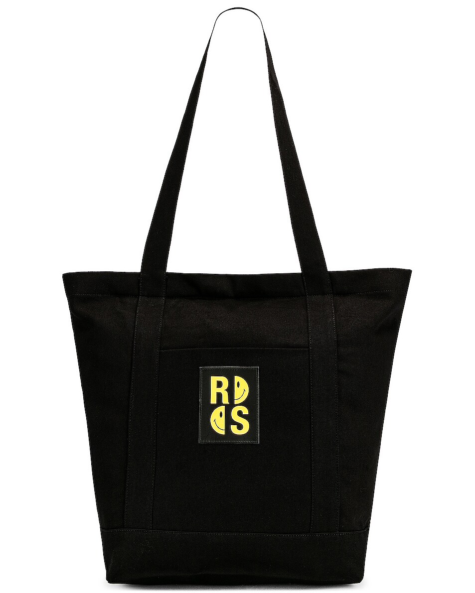 Image 1 of Raf Simons x Smiley Denim Tote Bag in Black