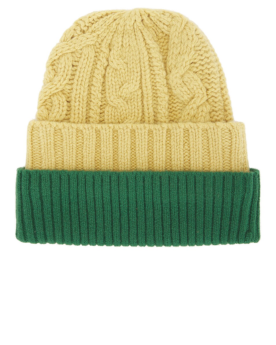 Image 1 of Sacai Layered Knit Beanie in Yellow