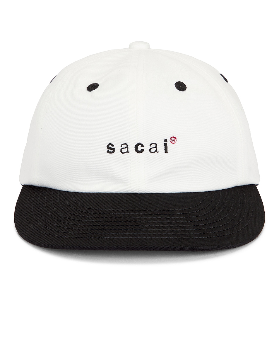 Image 1 of Sacai x Wtaps Cotton Twill Cap in White & Black