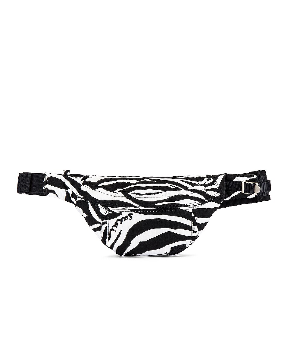 Image 1 of Sacai Porter Zebra Nylon Waist Bag in White & Black