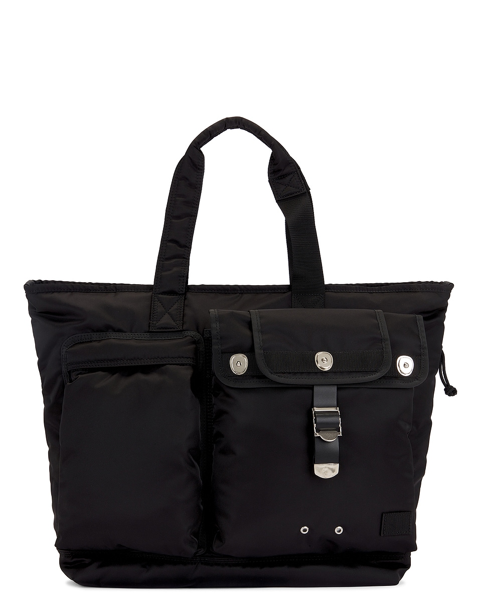 Image 1 of Sacai Porter Yoshida Pocket Tote in Black