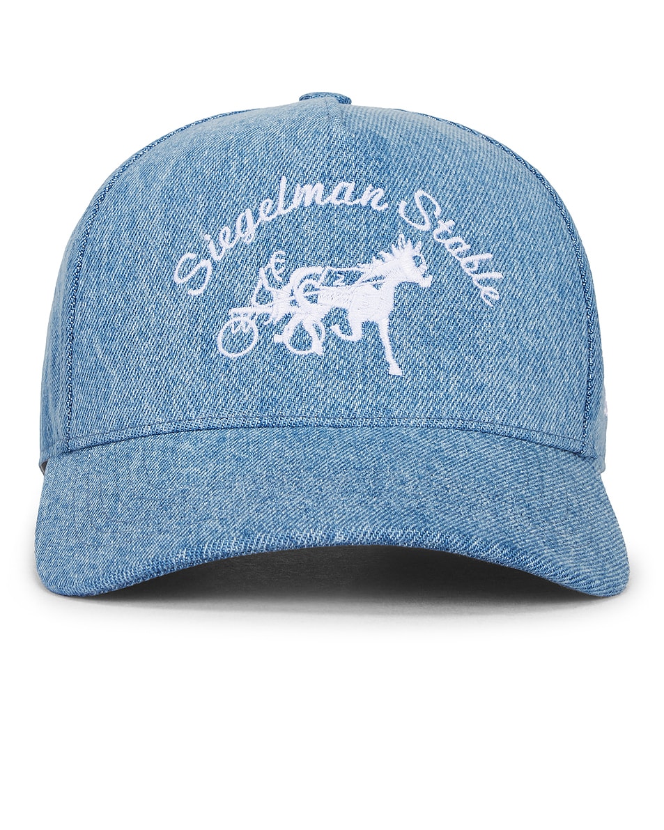 Image 1 of Siegelman Stable Denim Five Panel Hat in Blue Indigo