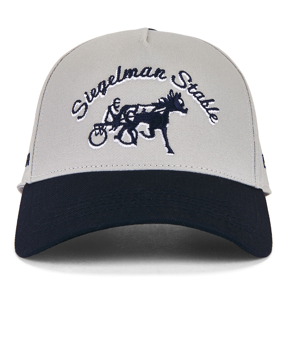 Image 1 of Siegelman Stable Embroidered Five Panel Hat in Ford Navy & Ford Grey