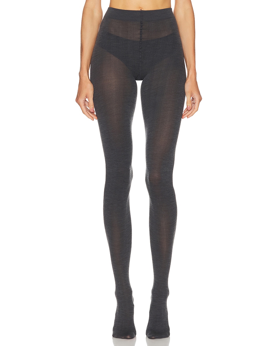 Image 1 of SWEDISH STOCKINGS Ylva Organic Wool Tights in Anthracite