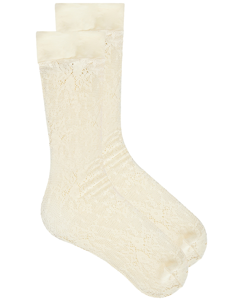 Image 1 of SWEDISH STOCKINGS Rosa Lace Knee High Socks in Ivory