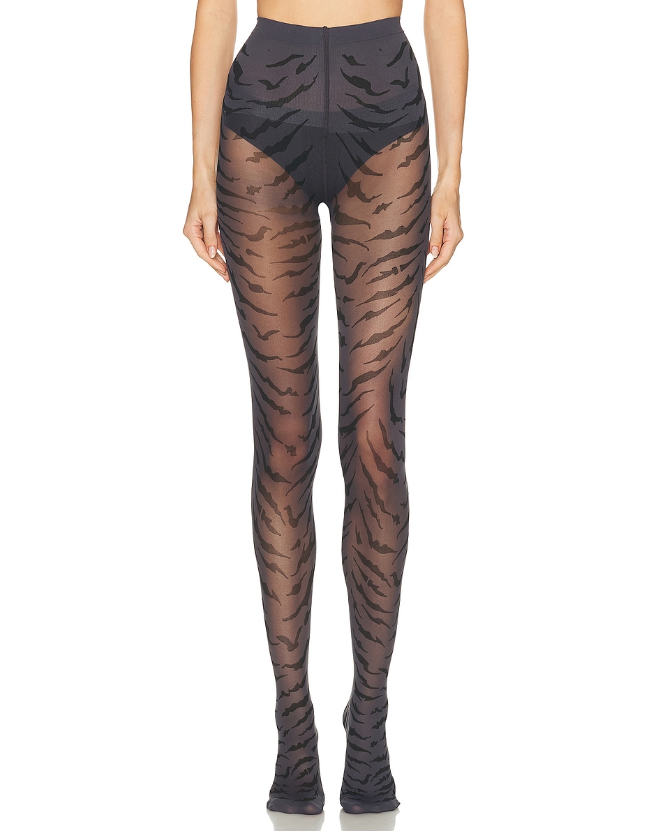Image 1 of SWEDISH STOCKINGS Roxana Tiger Tights in Dark Grey