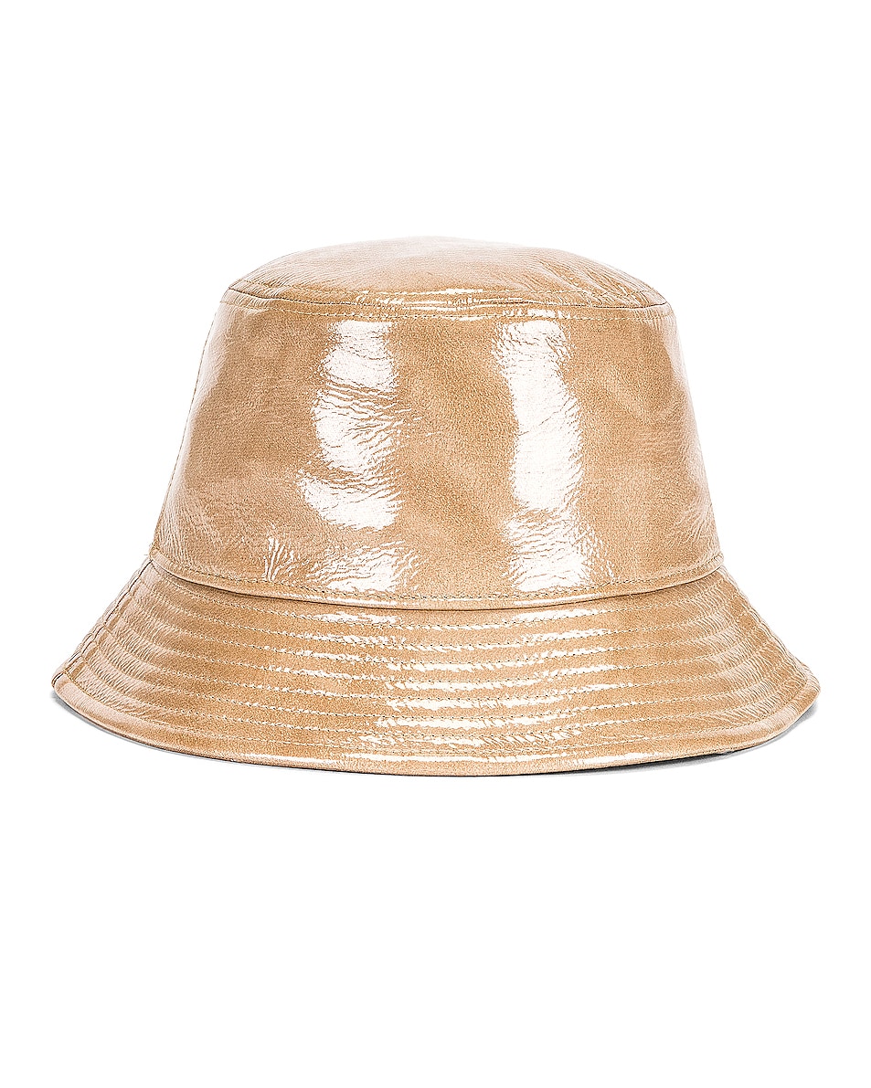 Image 1 of STAND STUDIO Vida Faux Leather Luminous Bucket Hat in Sand