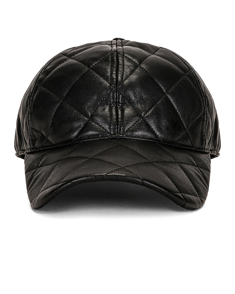 Image 1 of STAND STUDIO Cia Faux Leather Quilt Cap in Black