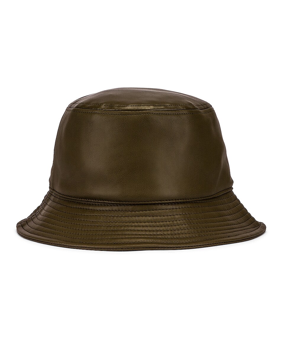 Image 1 of STAND STUDIO Vida Faux Leather Bucket Hat in Moss Green