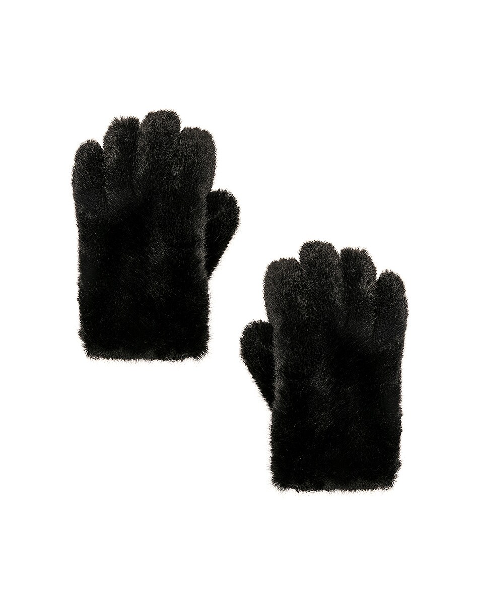 Image 1 of STAND STUDIO Carmen Faux Fur Gloves in Black