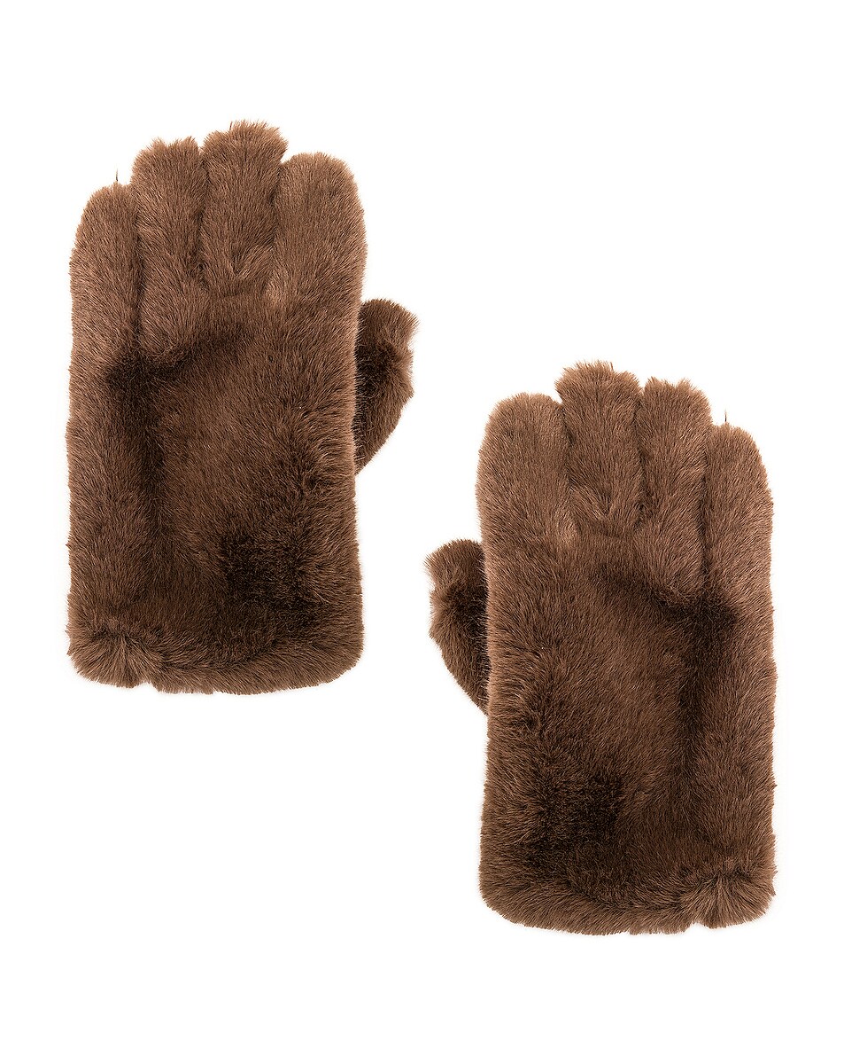 Image 1 of STAND STUDIO Carmen Faux Fur Gloves in Brown