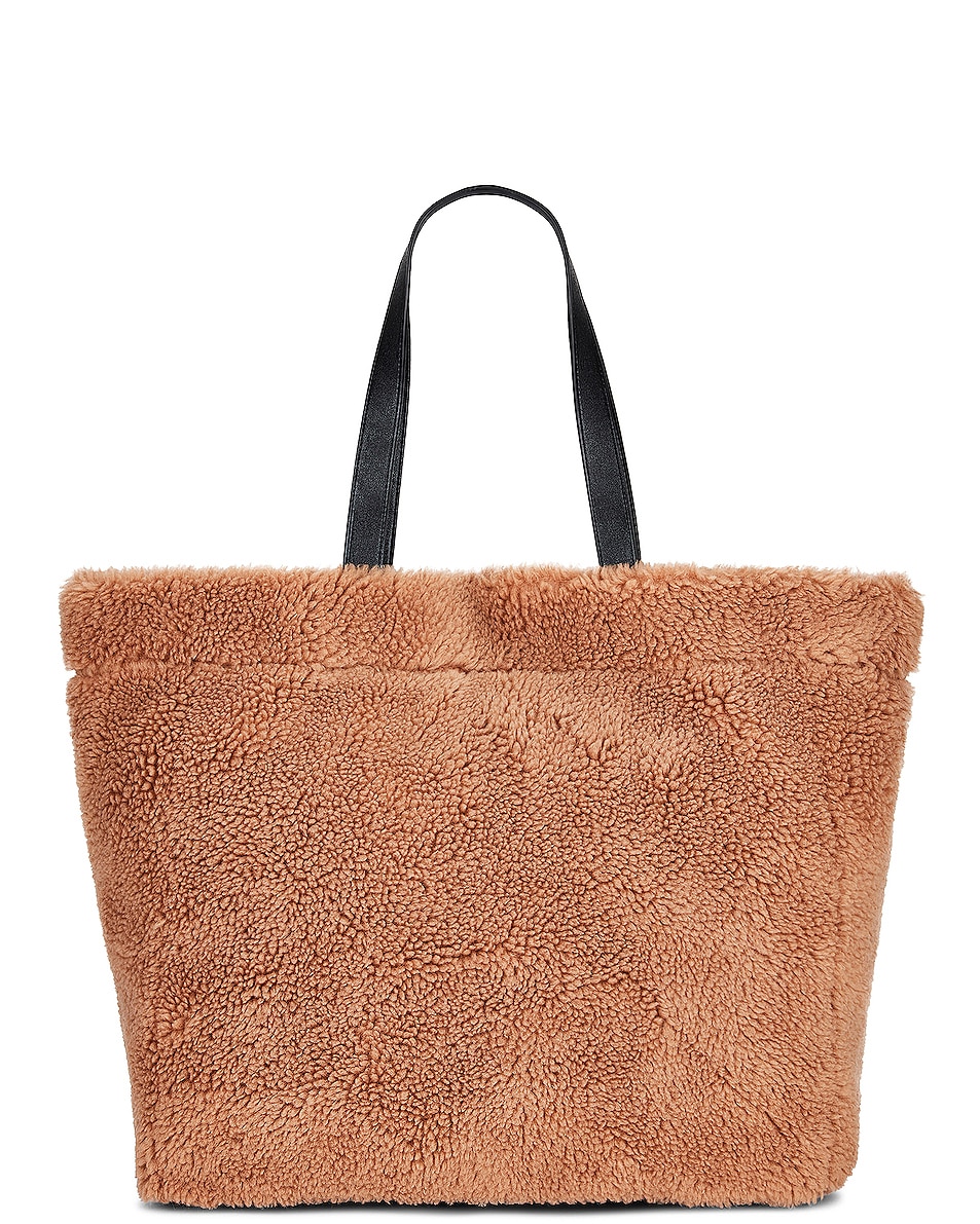 Image 1 of STAND STUDIO Shopping Faux Fur Large Bag in Sand