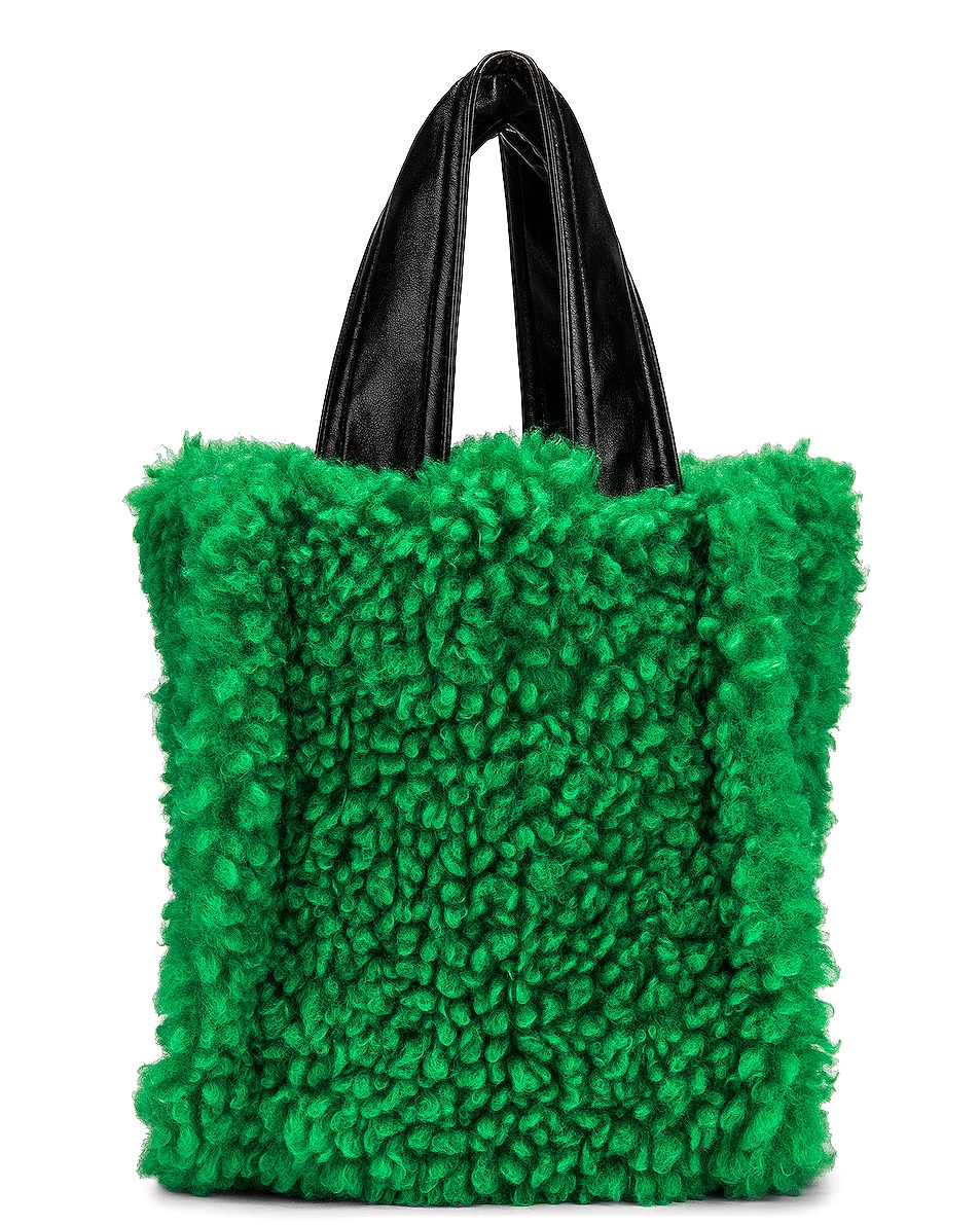 Image 1 of STAND STUDIO Lucille Faux Shearling Bag in Green