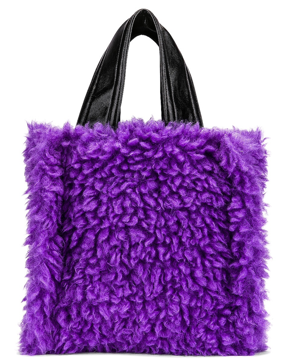 Image 1 of STAND STUDIO Lucille Faux Shearling Bag in Neon Violet