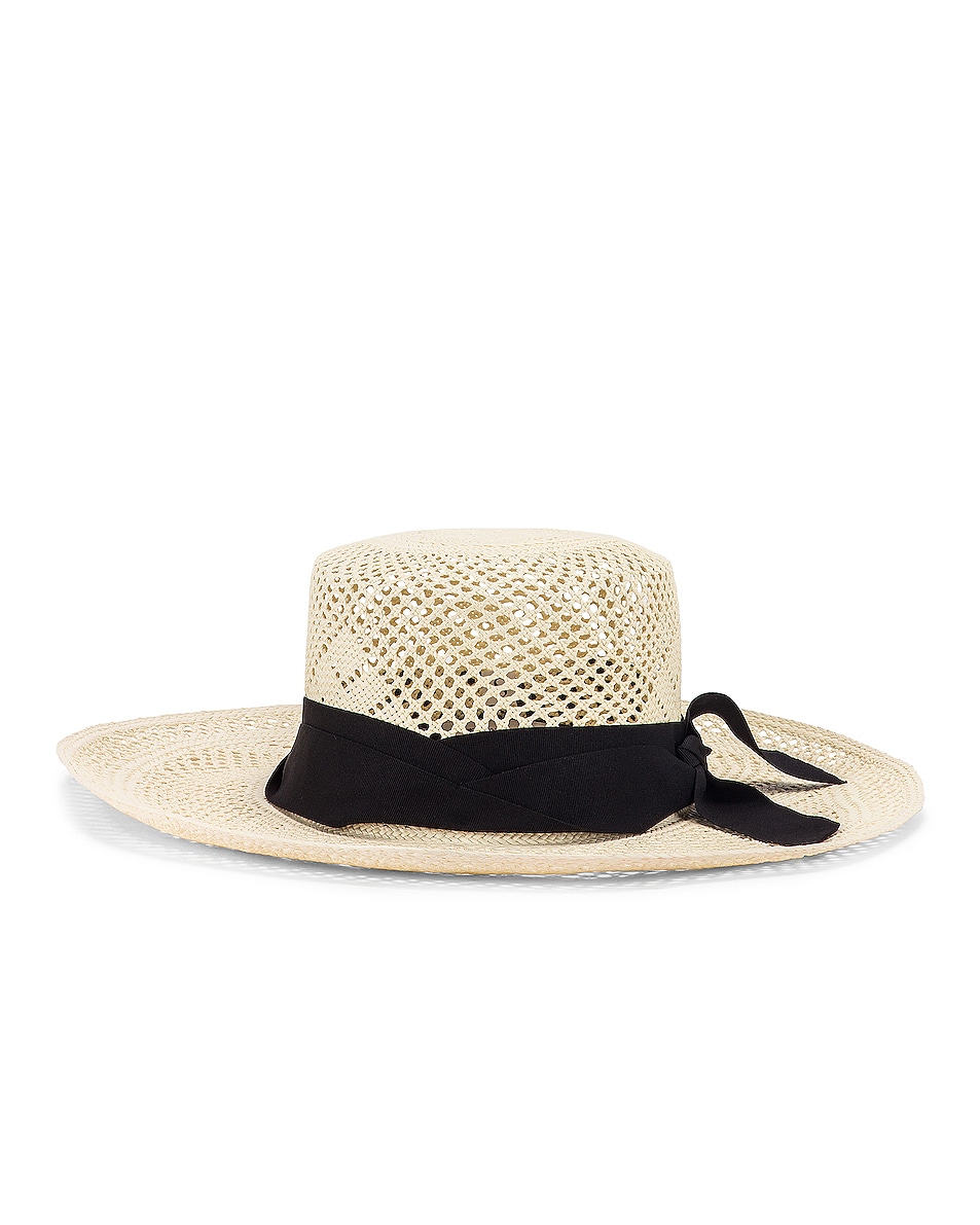 Image 1 of SENSI STUDIO Calado Boater Hat in White & Black
