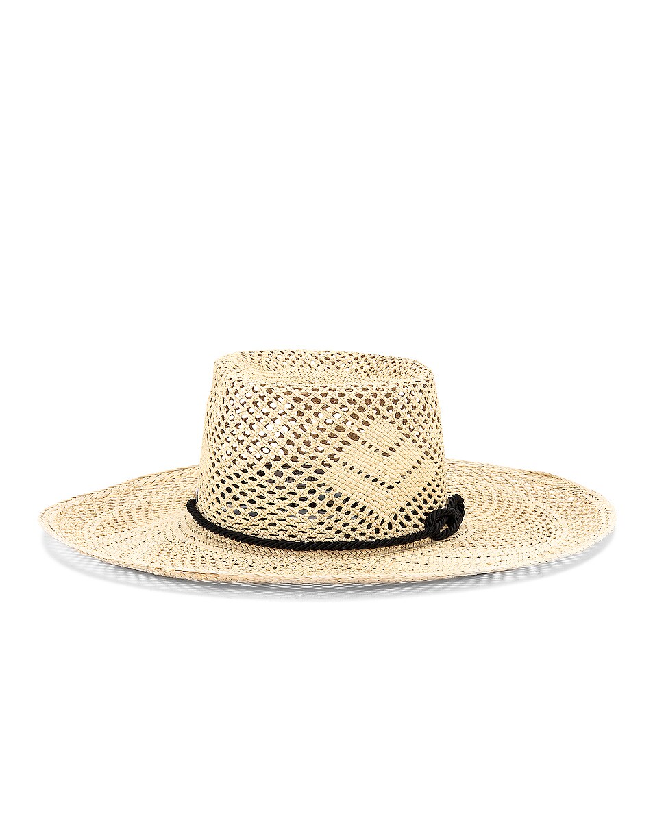 Image 1 of SENSI STUDIO Boater Adjustable Cord Hat in Natural & Black