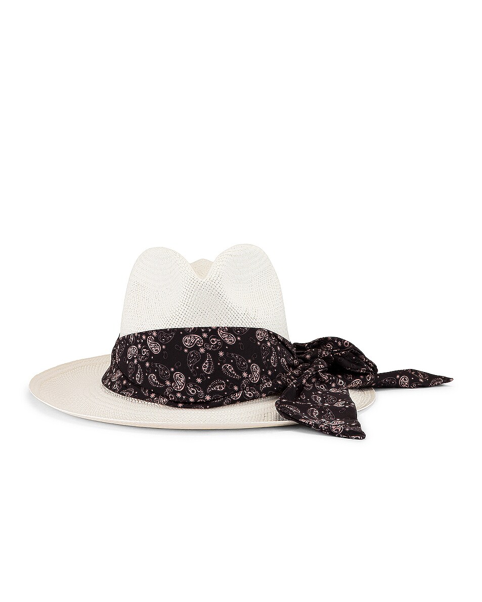 Image 1 of SENSI STUDIO Classic Panama Hat in White & Paisley