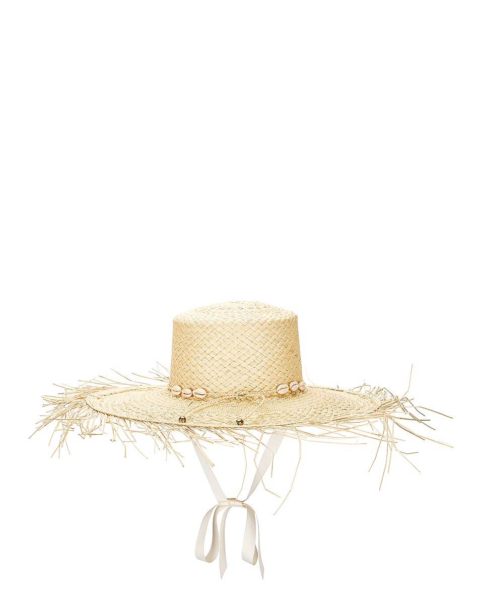 Image 1 of SENSI STUDIO Hippie Beach Hat in Natural & Cream