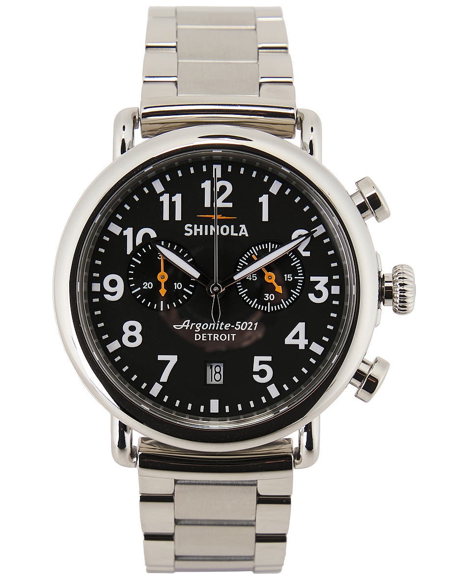 Image 1 of Shinola Runwell 2 Eye Chrono 41mm Watch Silver Bracelet in Black