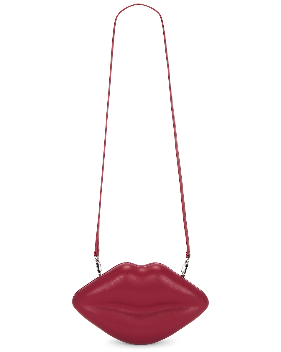 Image 1 of SIMONMILLER Vegan Leather Lip Clutch in Lucky Red