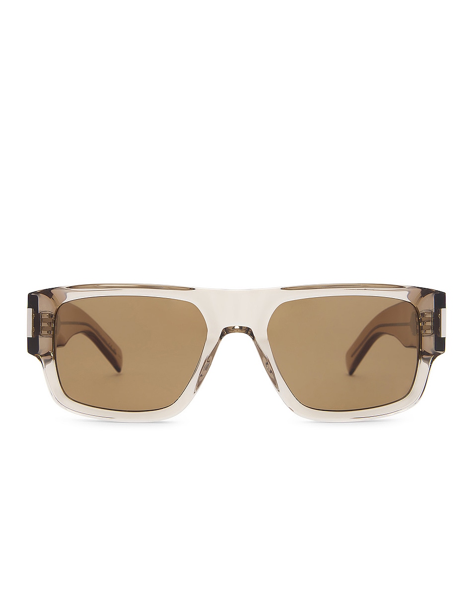 Image 1 of Saint Laurent Square Sunglasses in Beige & Brown