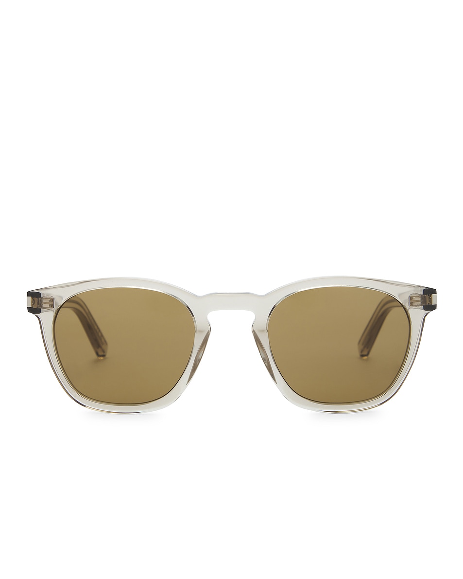 Image 1 of Saint Laurent Oval Sunglasses in Beige & Brown