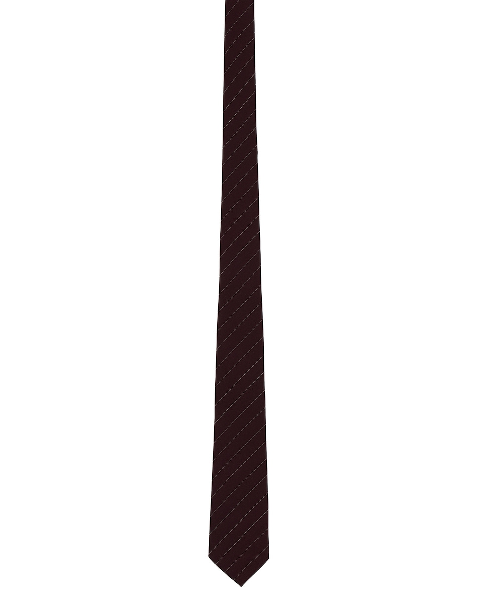 Image 1 of Saint Laurent Chevron Tie in Bordeaux & Ivory