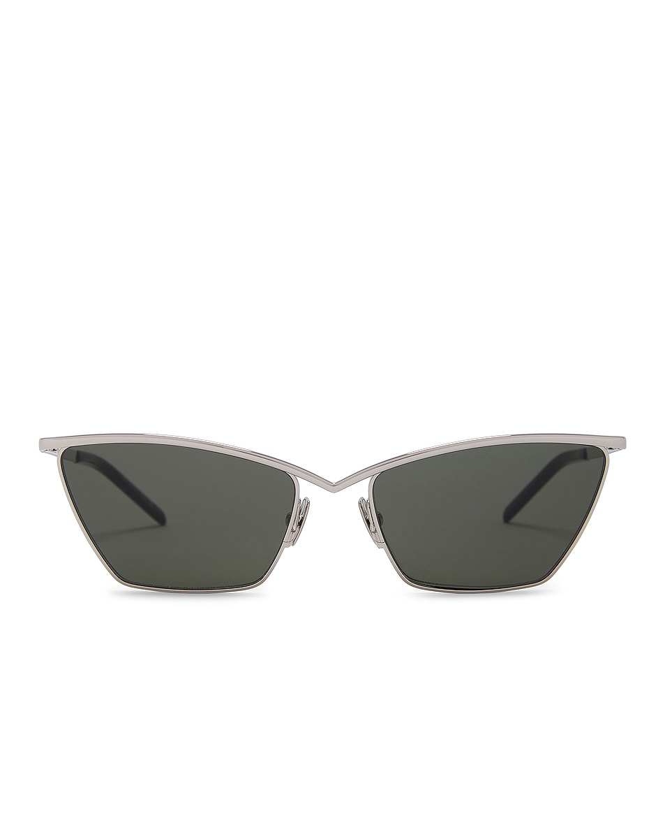 Image 1 of Saint Laurent Cat Eye Sunglasses in Silver & Grey
