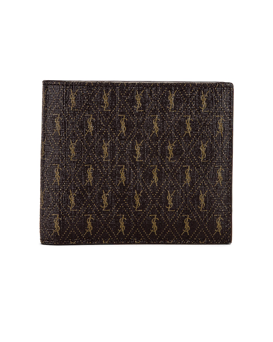Image 1 of Saint Laurent All Over Monogramme Bifold Wallet in Choc