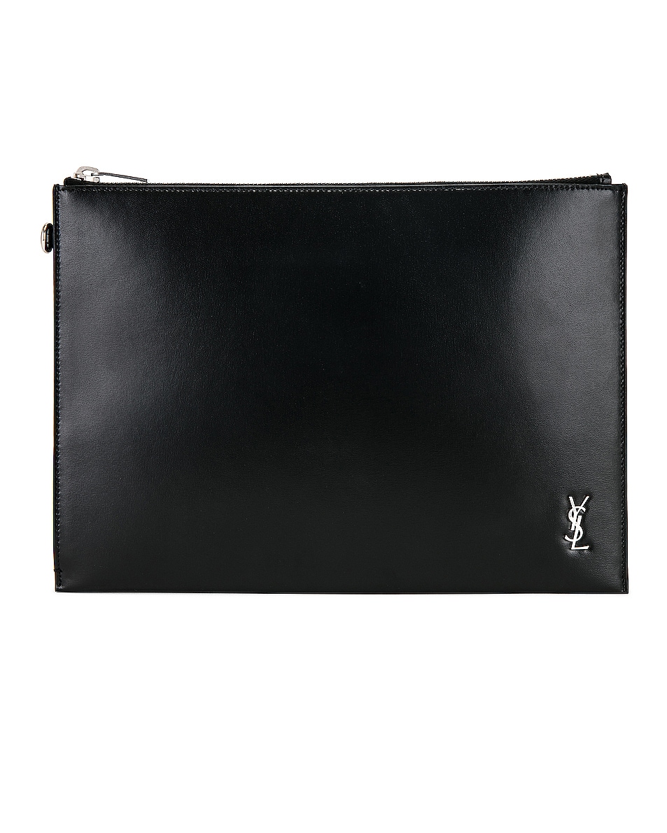 Image 1 of Saint Laurent Zipped Tablet Holder in Noir