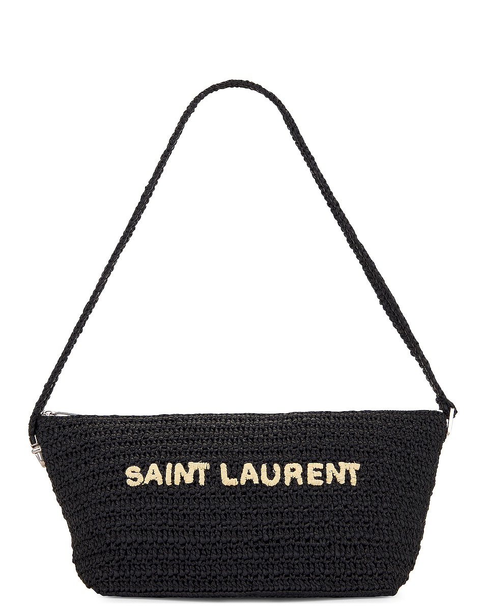 Image 1 of Saint Laurent Le Rafia Raffia Bag in Black & Beige