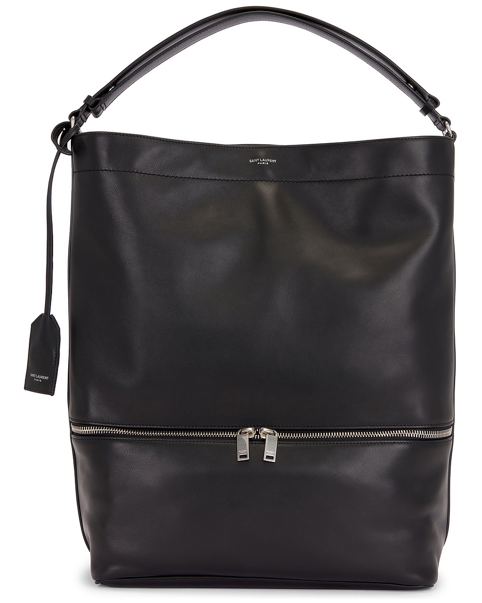 Image 1 of Saint Laurent Paris Long Hobo in Black