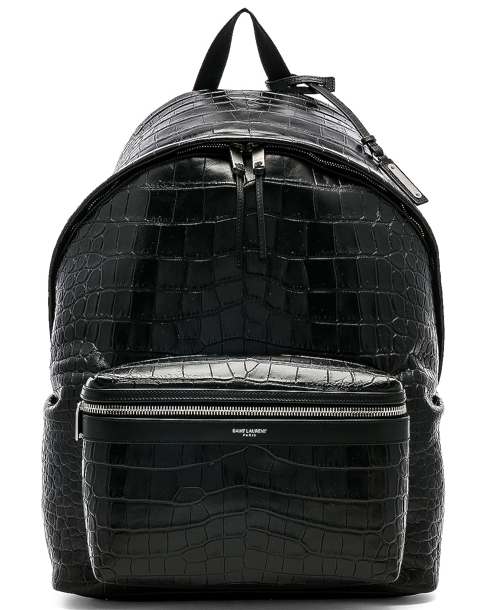 Image 1 of Saint Laurent City Backpack in Black Croc