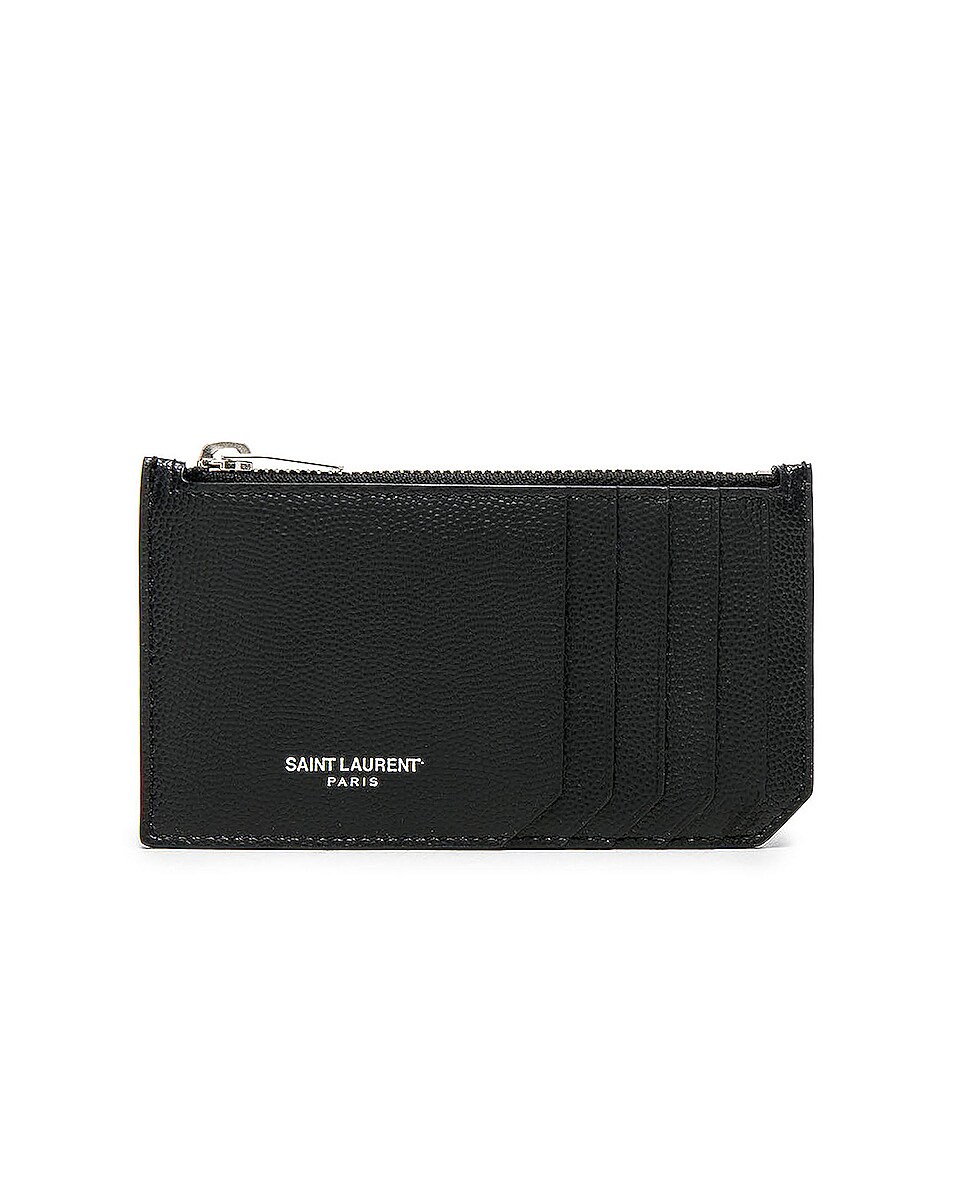 Image 1 of Saint Laurent Zipped Fragments Credit Card Case in Black