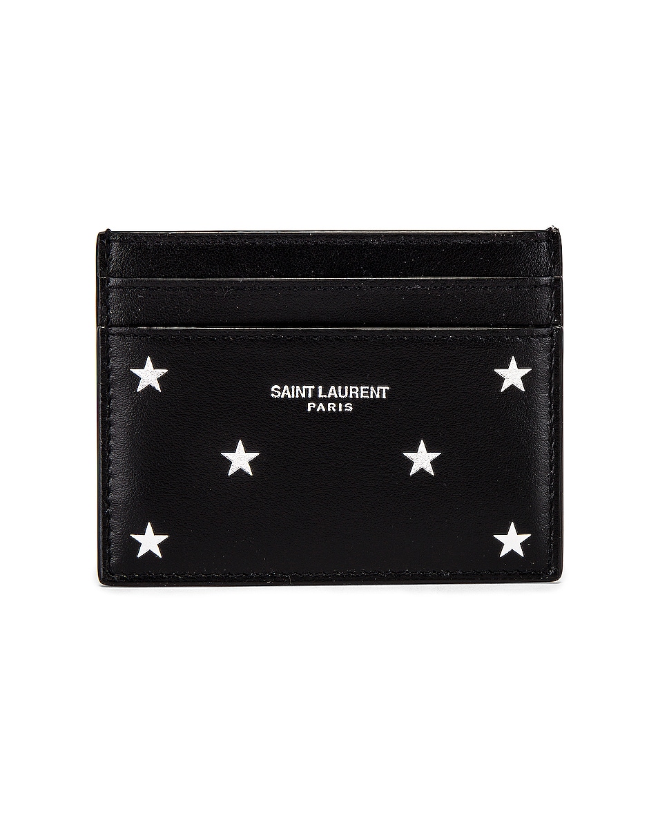 Image 1 of Saint Laurent Credit Card Case in Black & Platinum